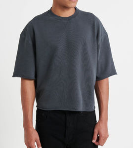 Boxy Fit Camiseta de algodón orgánico 100% para hombre Custom French Terry 300 GSM Heavyweight Oversized Front Logo Position - Product Image 6