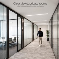 Système de cloison de bureau à vue complète, cloison en verre double vitrage sans cadre, sans structure en aluminium, cloison acoustique pour l'intimité