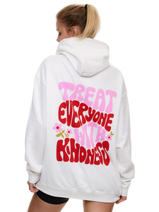Sudaderas con capucha informales de cuello redondo para Otoño e Invierno para mujer, forro polar 100% algodón, manga abullonada, logotipo frontal - Product Image 4