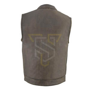 Gilet de motard en cuir sans manches de qualité supérieure pour hommes, vêtements d'extérieur d'hiver de couleur unie, personnalisable, style de rue mandarin, respirant - Product Image 3
