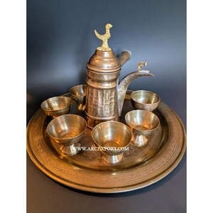 Atractiva Cafetera Árabe de Metal con Diseño Grabado en Oro, Hecha a Mano, para Uso en el Hogar y Hoteles, Tetera para Té y Café - Product Image 5