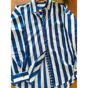 Chemise en popeline à rayures nautiques surdimensionnée - Product Image 3