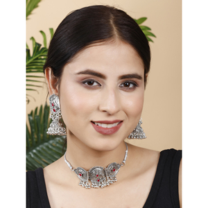 GS Maroon Round Leaf <b>Choker</b> with Zircon for Wedding Occasions - Product Image 2