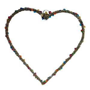 Forme de coeur fer/perles ornement suspendu de noël nickelé pour la maison vacances décoration de noël en vrac à la main - Product Image 1