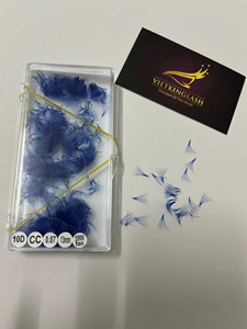 ขนตาปลอมสำเร็จรูป VIETKINGLASH สีสันสดใส แบบธรรมชาติ ยาวสไตล์เกาหลี ทำจาก PBT ฐานแหลม แยกเป็นช่อ ทำมือ สีน้ำตาล ม่วง น้ำเงิน ชมพู - Product Image 6