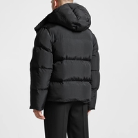 Veste matelassée à capuche noire pour homme, résistante à l'eau, manteau d'hiver en duvet, coupe classique, fermeture éclair, couleur unie, vêtements de plein air et de randonnée