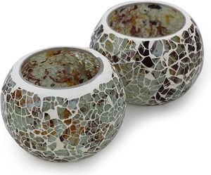 Support artistique de lumière de thé de mosaïque avec des morceaux de verre réfléchissants support élégant de lumière de thé de mosaïque à la main pour la maison moderne - Product Image 1