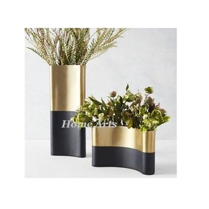Premium Quality Aluminium Modern Handmade Decorative <b>Vases</b> <b>Gold</b> and Black Color Wedding Decor Accessories - Product Image 1