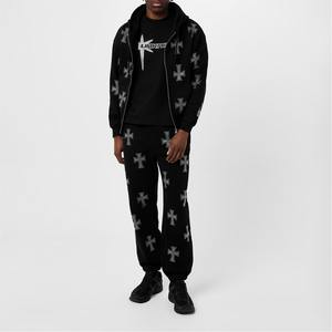 Ensemble de survêtement personnalisé Bling Athleisure Coton Polaire Strass Surdimensionné Streetwear Flare Jogger Ensemble assorti Vente en gros - Product Image 1