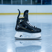 Patins à glace OEM Bau en carbone haute dureté, design ligne dorée, lame en acier inoxydable durable, légers, sérigraphiés