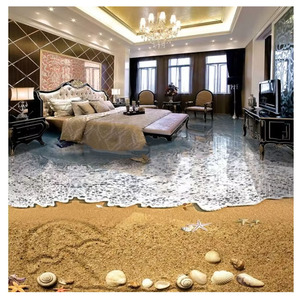 Carreaux de sol en porcelaine 3D pour salle de bain/chambre à coucher, motif vague de plage bleue - Product Image 1