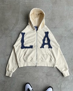 American Street Zipper Hoodie Hombres Harajuku Letters High Street All-match Chaqueta informal bordada Sudadera de gran tamaño Mujer - Product Image 3