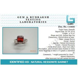 NOVAMART Fine Gomed Hessonite Garnet 3.25 Carat 12.25 Ratti Natural Certified Astrological Gemstone 925 <b>Silver</b> <b>Ring</b> <b>Adjustable</b> C - Product Image 4