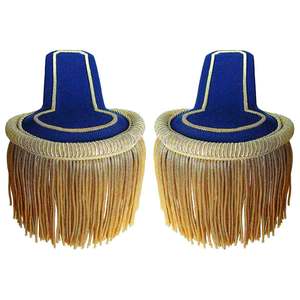 Epaulettes de Cuerasier Bordadas de Alta Calidad para Uniforme, con Flecos de Cordón Plateado y Tela de Lona con Imán - Product Image 5