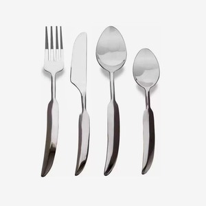 ที่จับเรซินที่กําหนดเองโลหะ Flatware ช้อนส้อมมีดชุดช้อนส้อมสแตนเลสสําหรับงานปาร์ตี้โรงแรม - Product Image 1
