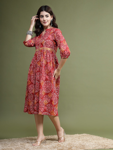 Ramas Kurtis Nuevo Diseño Occidental para Mujer, Estampado Floral Marrón, Algodón, Corte en A, Kurta Sharara Casual de Verano, Hecho a Mano, Personalizado al por Mayor - Product Image 5