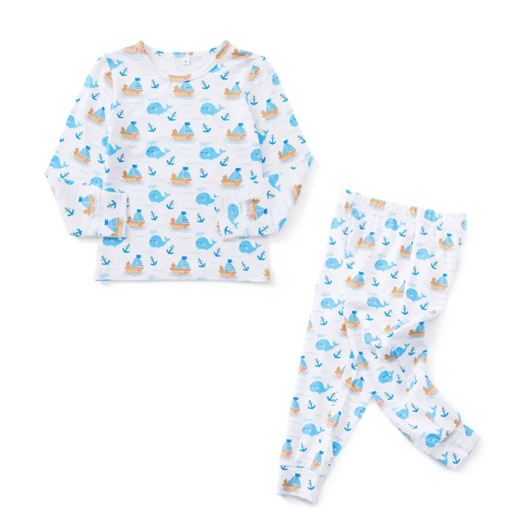 Custom Print Pasgeboren Kinderen Kleding Set Kinderen Baby Familie Pyjama Set Meisjes Jongens Bamboe Viscose 2 Delige Kleding Set