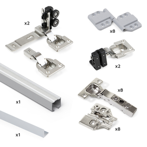 Emuca Soft Close Twofold Kit Hardware per 2 pieghevole porta scorrevole armadio include tutti i componenti necessari 4 pannelli non - Product Image 4