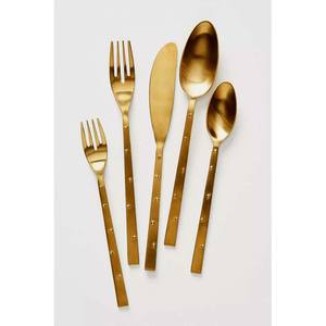 Simplicité ensemble de couverts en acier inoxydable Design incroyable deux nuances en bois manche rond cuillère couteau fourchette ensemble de couverts - Product Image 2