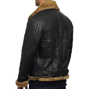 Chaqueta de cuero de vaca de calidad superior personalizada para hombre Servicio OEM de calidad superior bordado de invierno con Cuello de piel - Product Image 4