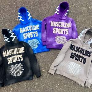 Sweat-shirts à capuche en coton 100% tendance OEM, logo brodé personnalisé sur le devant, style streetwear surdimensionné, motif imprimé, poche, Pakistan - Product Image 1