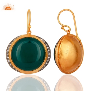 Boucles d'oreilles en Zircon vert Onyx pour femmes, plaqué or 18k, argent, vente en gros, bijoux, 925 - Product Image 4