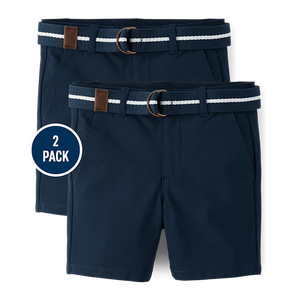 Lot de 2 shorts chino à séchage rapide pour garçons, uniformes scolaires bleus - Product Image 3