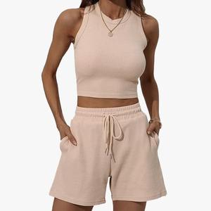 Summer Two Piece Outfits for <b>Women</b> Biker <b>Shorts</b> Sets Ladies Active Wear Tracksuits Solid Ladies Summer 2025 <b>Shorts</b> Suit Fitted - Product Image 1