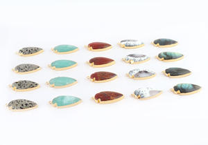 Finding-colgante de punta de flecha labradorita Natural, suministro de joyería, conector chapado en oro, una sola bola, abalorio, Diy - Product Image 6