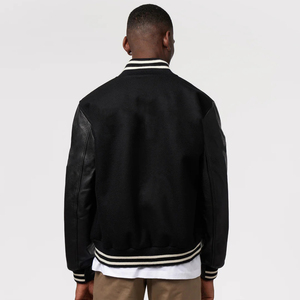 OEM/ODM 100% algodón lana cuerpo pesado Varsity chaqueta con manga de cuero ropa de invierno Crop Top College Varsity chaqueta para hombre - Product Image 5