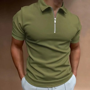 Polo de Color sólido de verano para hombre, camisetas de manga corta con cuello vuelto y cremallera para hombre, ropa de calle informal, nuevas camisetas para hombre - Product Image 3