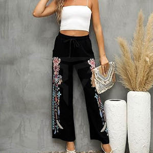 Pantalones bordados de mujer al por mayor logotipo personalizado disponible pantalones bordados OEM ODM para mujer - Product Image 5