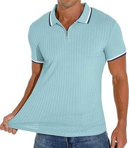 Polo de qualité supérieure côtelé à la mode T-shirt pour hommes vêtements de sport unis ample régulier Slim Fit T-shirt pour hommes Chemises polo respirantes - Product Image 4