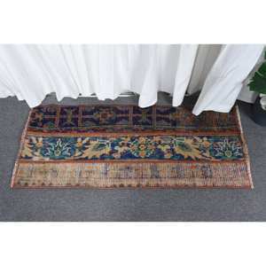 Vintage 14x36ft Turkish Wool <b>Rug</b> Eco Friendly Traditional Blue Orange Oversized Area Patchwork Design Latex Backing <b>Bedroom</b> - Product Image 1