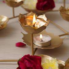 Diwali Art Deco resina té luz portavelas Lotus Rangoli Set hogar Oficina festivo regreso Regalo boda inauguración de la casa Decoración - Product Image 3