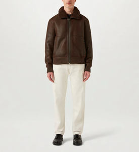 Chaqueta de cuero genuino de piel de vaca pura de alta calidad para hombre con logotipo personalizado OEM al por mayor disponible con capucha al mejor precio fabricado en Pakistán - Product Image 2