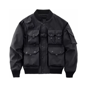 2025 moda Streetwear cremallera y bolsillos chaqueta Bomber chaquetas de bombardero de satén personalizadas al por mayor chaquetas de hombre de alta calidad - Product Image 3