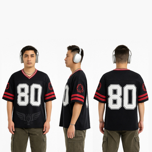 Maillot de football tendance personnalisé à col en V, broderie de logo, maille, crop top, maillot de football américain - Product Image 1