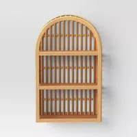 Étagère murale en rotin arqué fait à la main à 3 niveaux présentoir en bambou naturel moderne pour la décoration intérieure et le rangement du salon