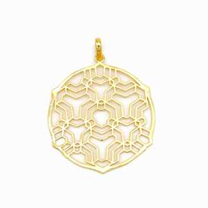 Trendy Quality Geometric Pendant Necklace Boho Brass Necklaces Women 18k Gold Plated Sacred Medallion Cutout Mandala Wholesale - Product Image 2