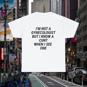 Maglietta ironica per ginecologo, maglietta sarcastica a maniche corte, girocollo unisex, per adulti, uso promozionale, stampa serigrafica - Product Image 1