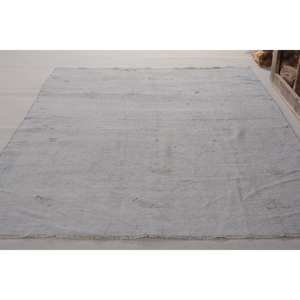 Alfombra turca Vintage moderna de 5,2x8,2 pies gris lana hecha a mano ecológica patrón de retazos grande respaldo de látex para comedor - Product Image 3