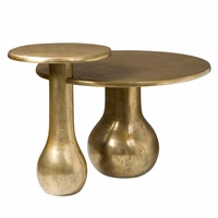 Table d'appoint moderne en aluminium avec finition dorée et plateau rond pour salon et chambre à coucher