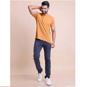 T-shirt à col mandarin à manches courtes 100% coton pour hommes à la mode Vêtements décontractés confortables pour les tenues de tous les jours et le bureau - Product Image 1