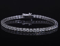 Pulsera de tenis de oro blanco de 14K con baño de rodio, diamantes CVD cultivados en laboratorio de 4.68ct, corte brillante, engaste clásico de puntas, lujo para fiestas