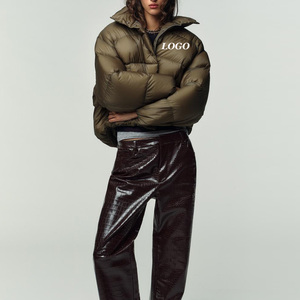 Veste bouffante col haut et manches longues avec poches avant/doublure intérieure en polaire veste à col zippé avec capuche réglable 2026 - Product Image 1
