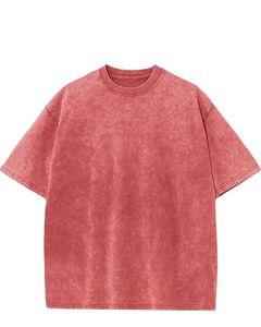 Unisex Oversized Washed <b>Red</b> Cotton <b>T</b> <b>Shirt</b> Vintage Acid Wash Drop Shoulder Streetwear Casual Summer Unisex Tee Topwear Loose Fit - Product Image 1