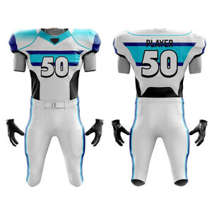 Uniforme de football américain à manches courtes imprimé 100% polyester, séchage rapide, respirant, service OEM pour hommes - Product Image 4
