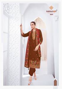 ผ้าซาตินพิมพ์ลายดิสชาร์จ งานปักฟอยล์ คอลเลคชั่น SURYAJYOTI แบรนด์ดัง ทรงปกติ ใส่ได้ทุกฤดู มีสินค้าพร้อมส่งสำหรับงานปาร์ตี้ - Product Image 2