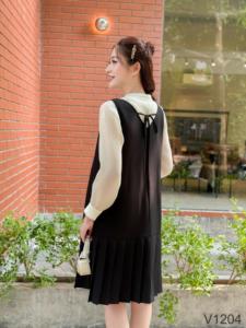 Custom Designed Minimalista Maternidade Vestido com Alta Elasticidade Respirável Lã V1204 Boa Absorvência para Mulheres Grávidas - Product Image 5